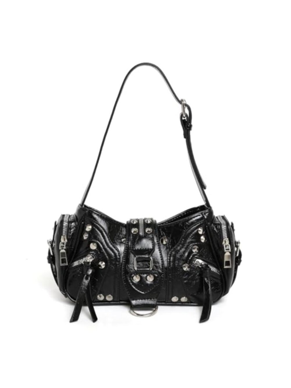 Y2K Studded Buckle Shoulder Bag Vegan PU Leather Goth Mini Purse